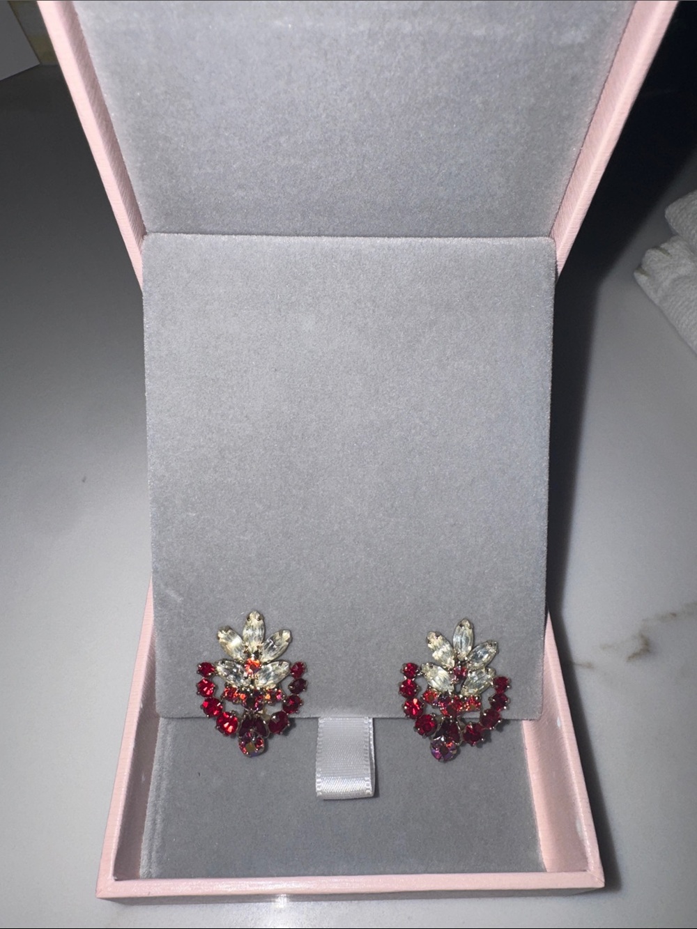 Elegant Red Crystal Cluster Drop Earrings - Women Jewelry Vintage
